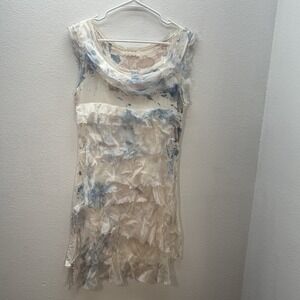 Made In Italy Silk Mini Dress Womens S/M Tiered Ruffles Flapper Fairy Y2K Dainty
